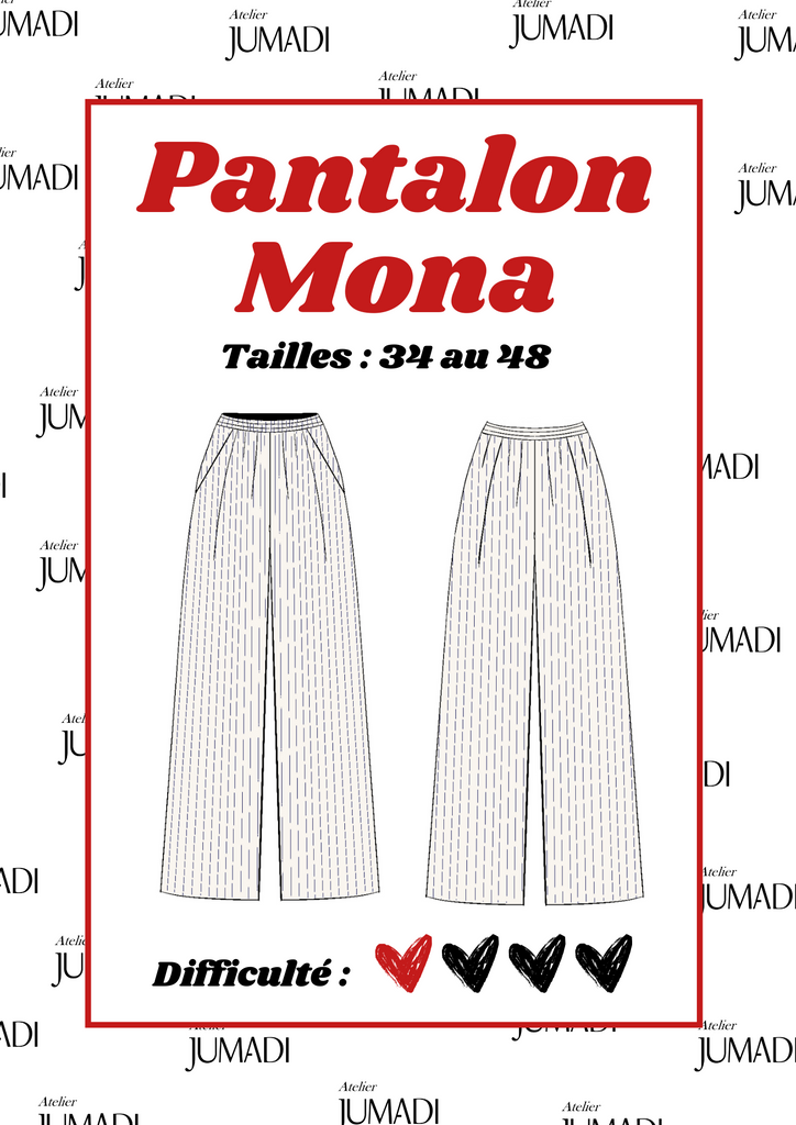 Patron de couture débutant du Pantalon Mona. Un pantalon droit facile à coudre qui vous accompagnera de partout.