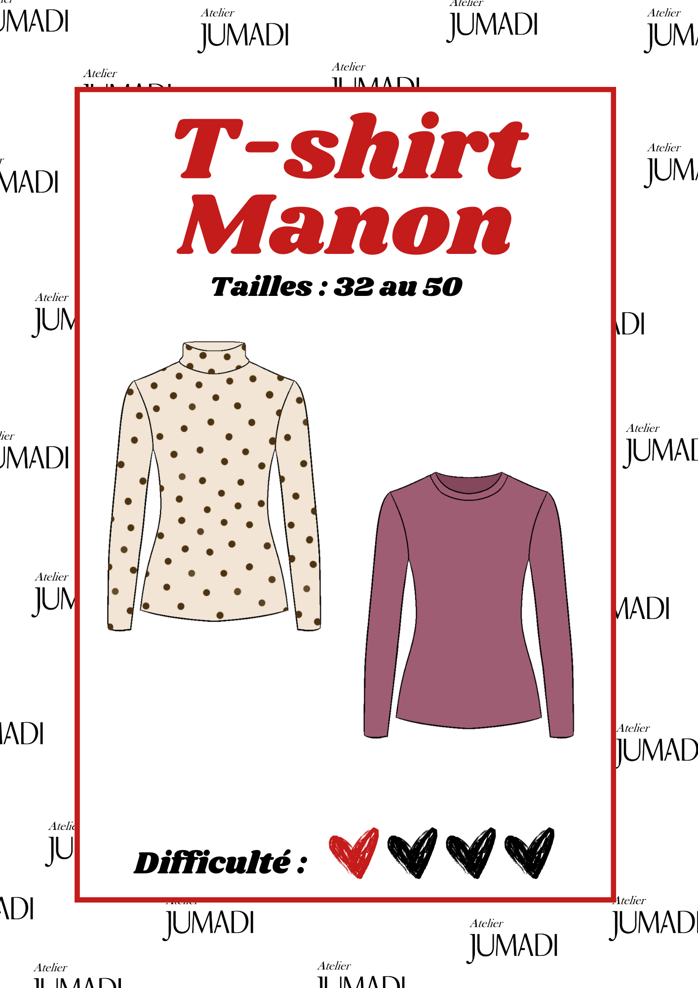 Patron Top Col Roule Patron T-shirt Manon Manches Longues - Option Col Roulé – atelierjumadi